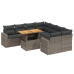 Set de muebles de jardín 9 pzas y cojines ratán sintético gris
