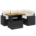 Set de muebles de jardín 5 pzas y cojines ratán sintético negro