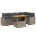 Set de muebles de jardín 6 pzas y cojines ratán sintético gris