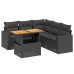 Set de sofás de jardín 6 piezas y cojines ratán sintético negro