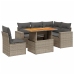 Set de muebles de jardín 6 pzas y cojines ratán sintético gris