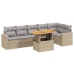 Set sofás de jardín 7 piezas y cojines ratán sintético beige