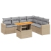 Set sofás de jardín 7 piezas y cojines ratán sintético beige