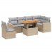 Set sofás de jardín 7 piezas y cojines ratán sintético beige