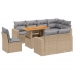 Set de sofás de jardín 9 pzas con cojines ratán sintético beige