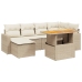 Set sofás de jardín 7 piezas y cojines ratán sintético beige