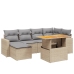 Set sofás de jardín 7 piezas y cojines ratán sintético beige