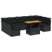 Set de sofás de jardín 10 pzas cojines ratán sintético negro