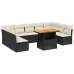 Set de sofás de jardín 10 pzas cojines ratán sintético negro