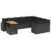 Set de sofás de jardín 10 pzas cojines ratán sintético negro