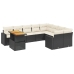 Set de sofás de jardín 10 pzas cojines ratán sintético negro