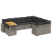 Set de sofás de jardín 10 pzas con cojines ratán sintético gris