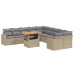 Set de sofás de jardín 11pzas con cojines ratán sintético beige