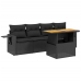 Set de muebles de jardín 5 pzas y cojines ratán sintético negro