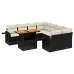 Set de sofás de jardín 8 piezas y cojines ratán sintético negro