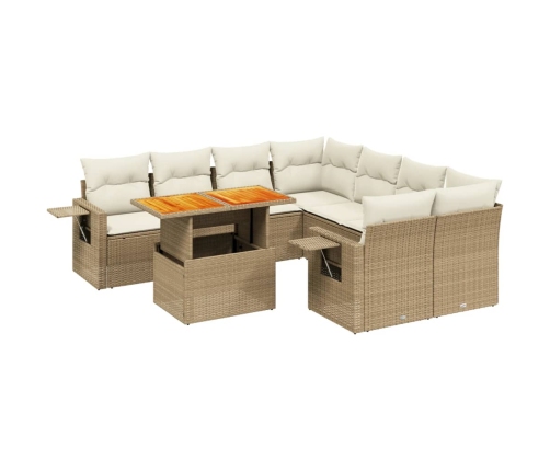 Juego de sofás de jardín con cojines beige 8 pzas ratán PE