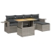 Set de muebles de jardín 6 pzas y cojines ratán sintético gris