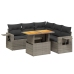 Set de muebles de jardín 6 pzas y cojines ratán sintético gris