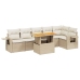 Set sofás de jardín 7 piezas y cojines ratán sintético beige