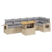 Set sofás de jardín 7 piezas y cojines ratán sintético beige