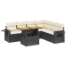 Set de comedor de jardín 7 pzas y cojines ratán sintético negro
