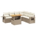 Set sofás de jardín 7 piezas y cojines ratán sintético beige