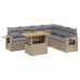 Set sofás de jardín 7 piezas y cojines ratán sintético beige