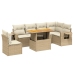 Set sofás de jardín 7 piezas y cojines ratán sintético beige
