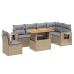 Set sofás de jardín 7 piezas y cojines ratán sintético beige