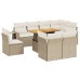 Set de sofás de jardín 9 pzas con cojines ratán sintético beige