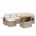 Set sofás de jardín 7 piezas y cojines ratán sintético beige