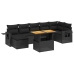 Set de sofás de jardín 8 piezas y cojines ratán sintético negro
