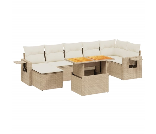 Juego de sofás de jardín con cojines beige 8 pzas ratán PE