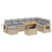 Set de sofás de jardín 9 pzas con cojines ratán sintético beige