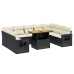 Set de sofás de jardín 10 pzas cojines ratán sintético negro