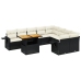 Set de sofás de jardín 10 pzas cojines ratán sintético negro