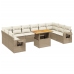 Set de sofás de jardín 11pzas con cojines ratán sintético beige