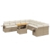Set de sofás de jardín 11pzas con cojines ratán sintético beige