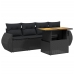 Set de muebles de jardín 5 pzas y cojines ratán sintético negro
