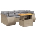 Set sofás de jardín 7 piezas y cojines ratán sintético beige