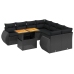 Set de sofás de jardín 8 piezas y cojines ratán sintético negro