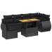 Set de comedor de jardín 7 pzas y cojines ratán sintético negro