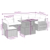 Set de comedor de jardín 7 pzas y cojines ratán sintético negro