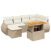 Set sofás de jardín 7 piezas y cojines ratán sintético beige