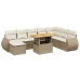 Set de sofás de jardín 9 pzas con cojines ratán sintético beige