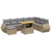 Set de sofás de jardín 9 pzas con cojines ratán sintético beige