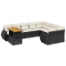 Set de sofás de jardín 10 pzas cojines ratán sintético negro