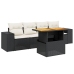 Set de muebles de jardín 5 pzas y cojines ratán sintético negro