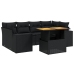 Set de comedor de jardín 7 pzas y cojines ratán sintético negro