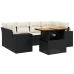 Set de comedor de jardín 7 pzas y cojines ratán sintético negro